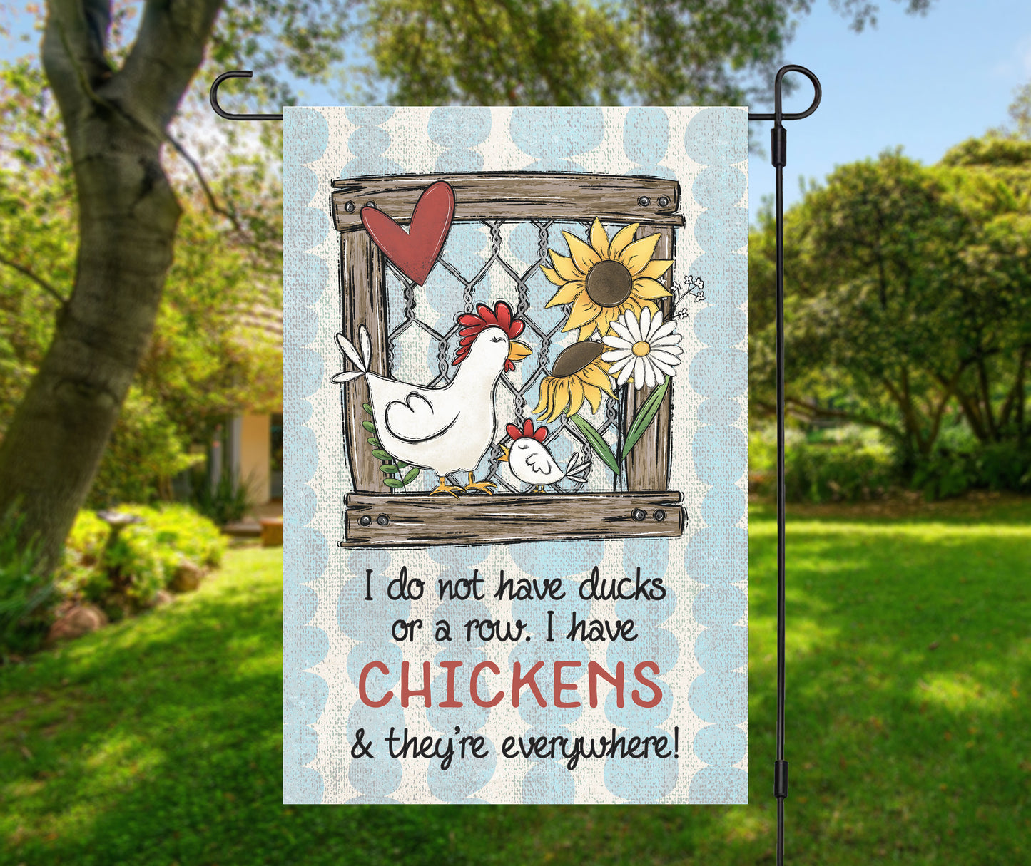Chickens Everywhere Farm Garden Flag