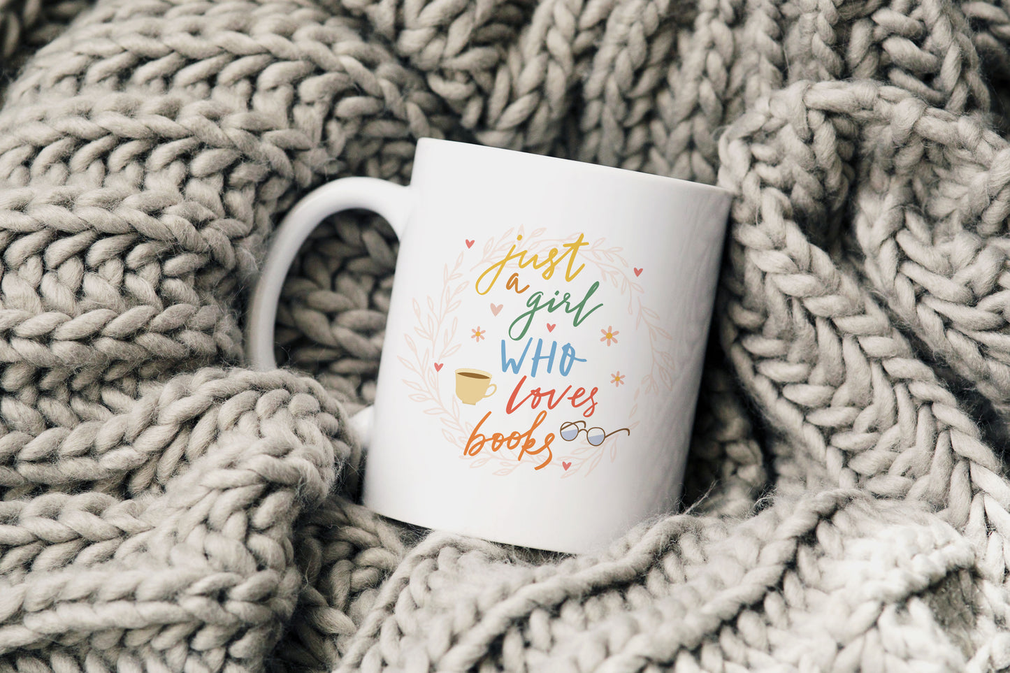 Girl Who Loves Books Wreath Coffee Mug