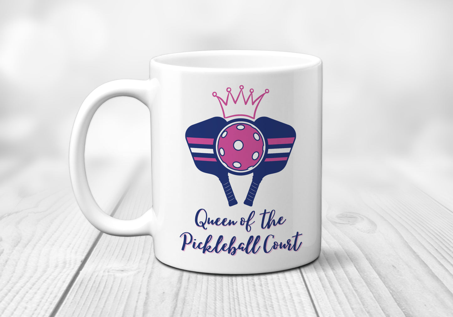 Queen of The Pickleball Court Pink Mug