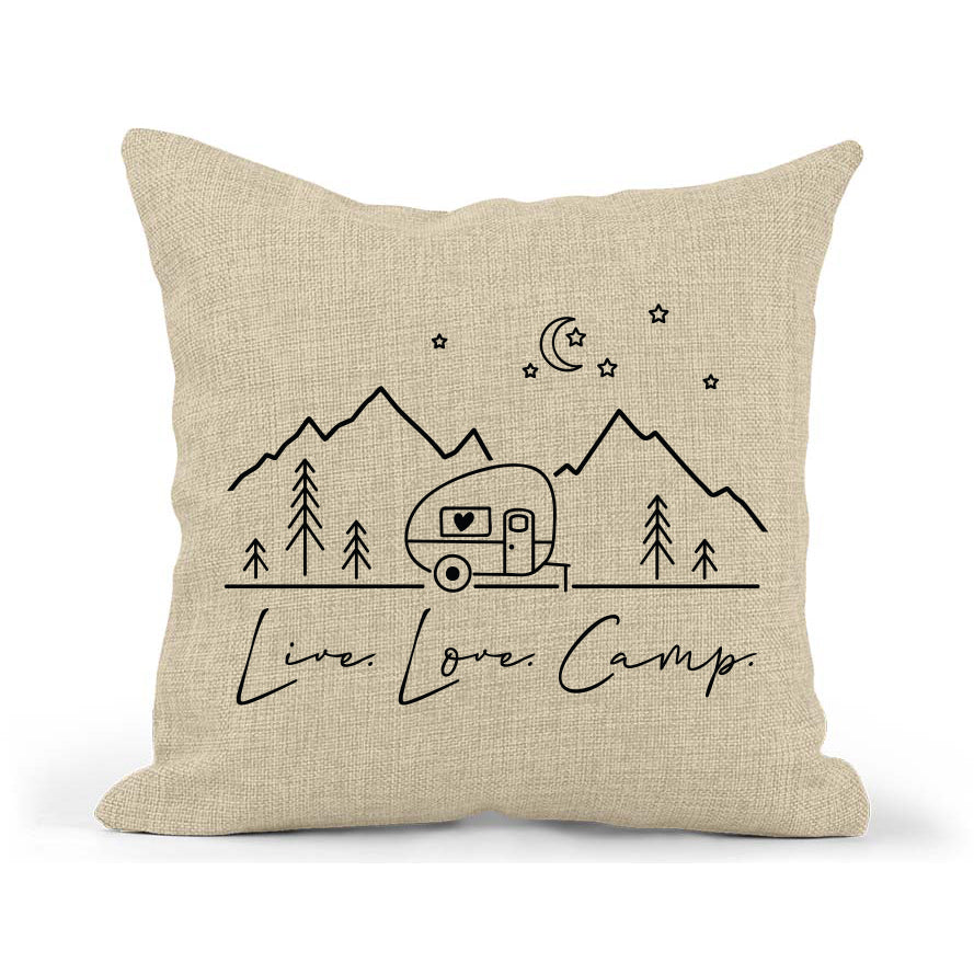 Live Love Camp Pillow, Simple RV Camping Decor, Throw Pillow