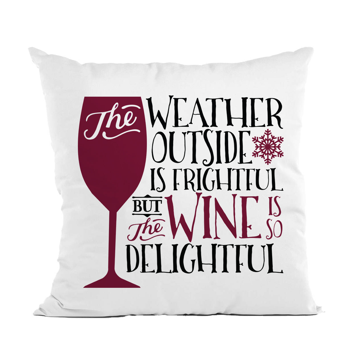 Wine is Delightful Throw Pillow, Winter & Christmas Decor