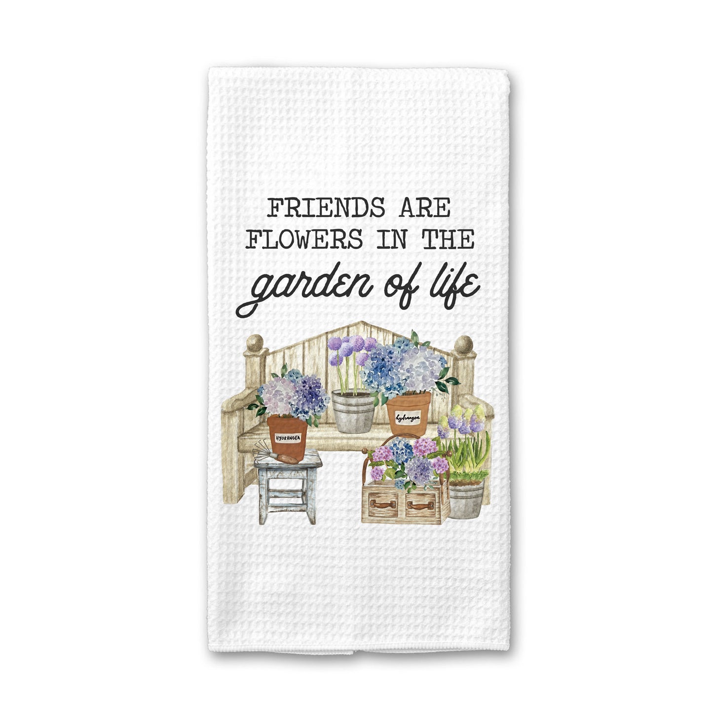 Friends In The Garden Kitchen Towel, Floral Dish Towel