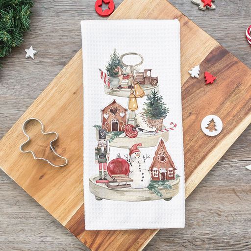 Gingerbread Town Christmas Towel, Snowman Nutcracker Holiday Decor