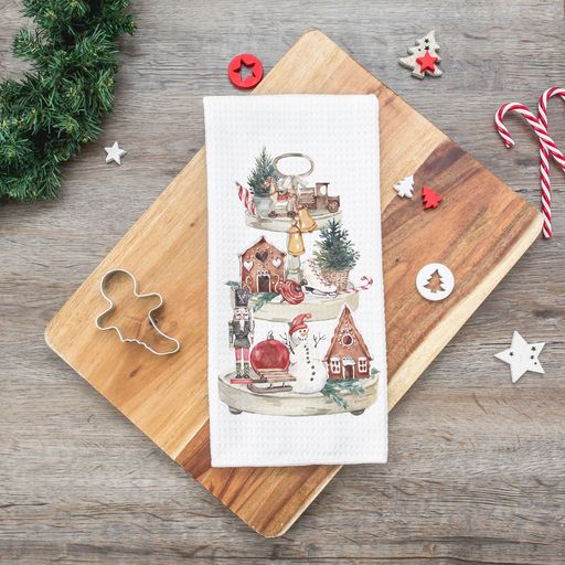 Gingerbread Town Christmas Towel, Snowman Nutcracker Holiday Decor