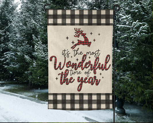 Most Wonderful Time of Year Christmas Garden Flag