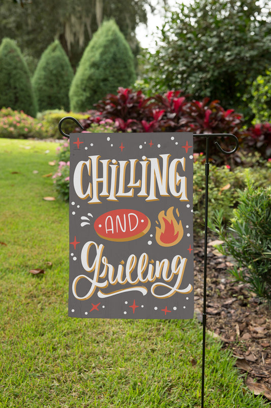 Chilling And Grilling BBQ Garden Flag