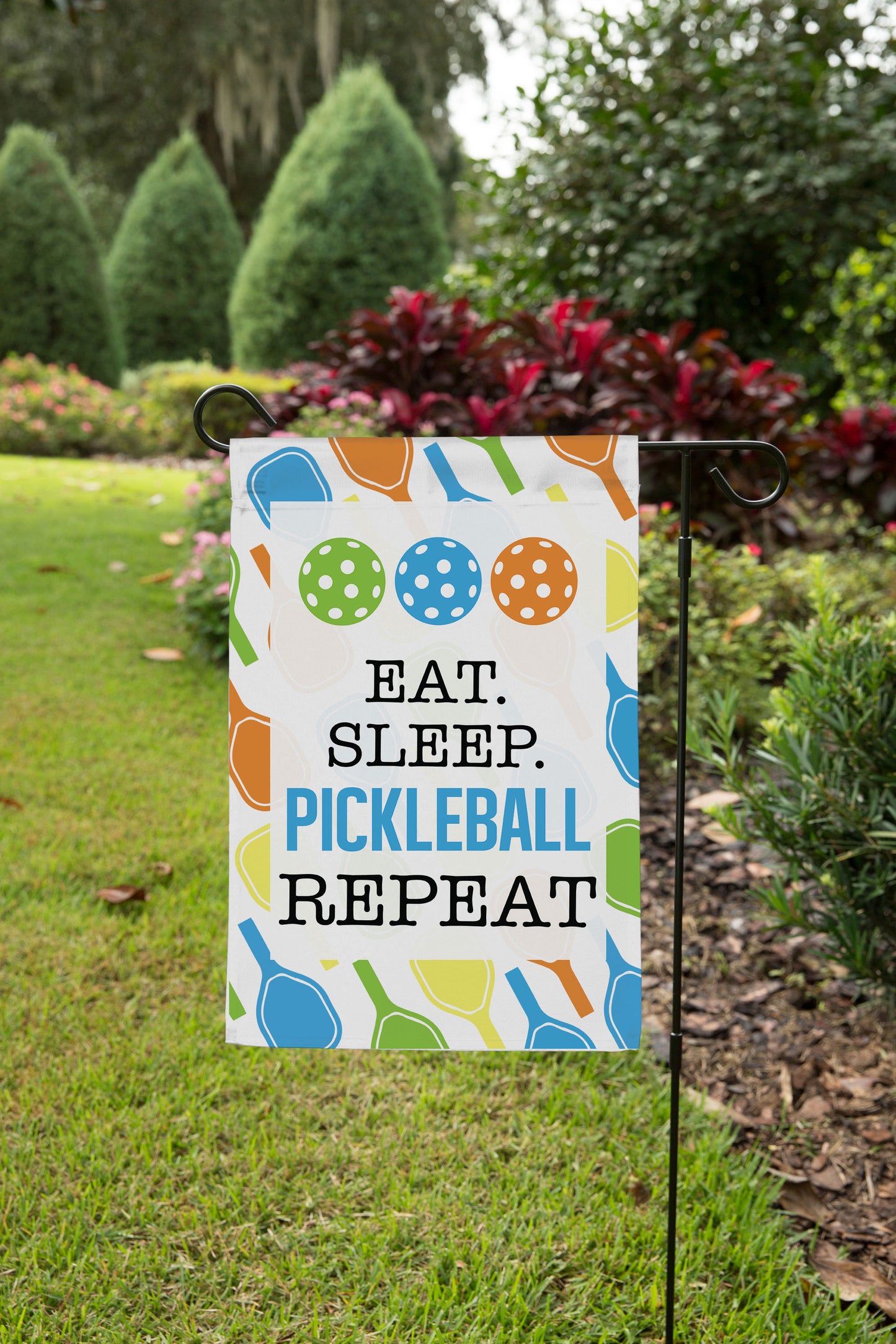 Eat Sleep Pickleball Repeat Garden Flag