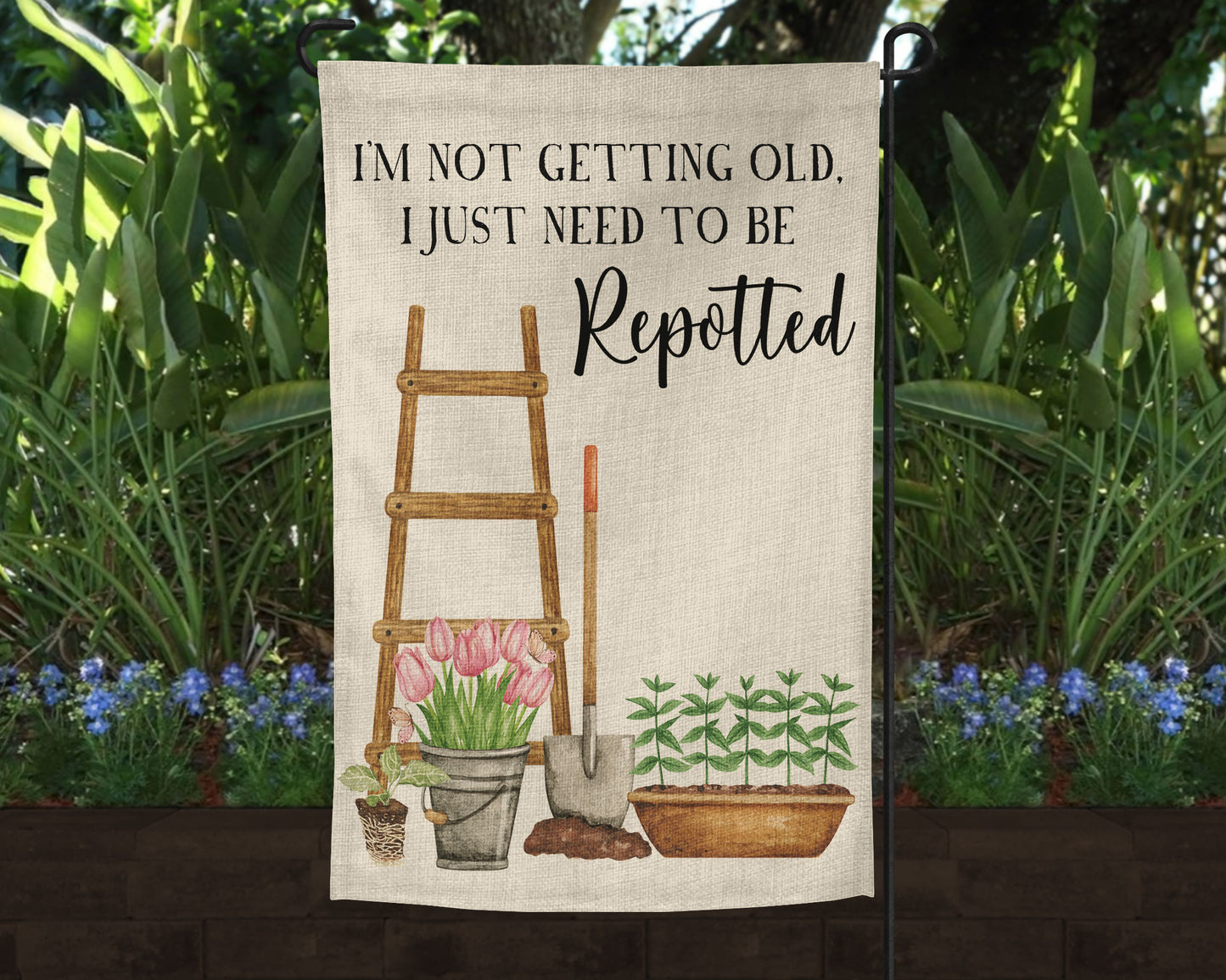 Getting Old Repotted Garden Flag