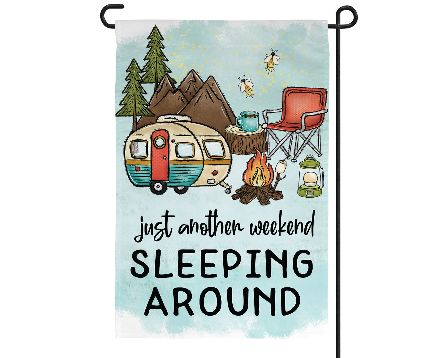 Weekend Sleeping Around Camping Garden Flag