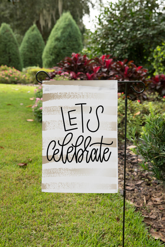 Let's Celebrate Golden Stripe Garden Flag