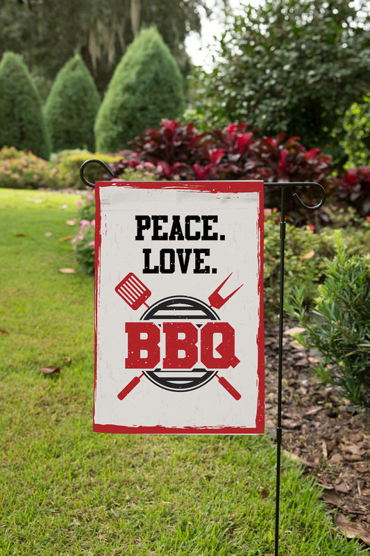 Peace Love BBQ Garden Flag