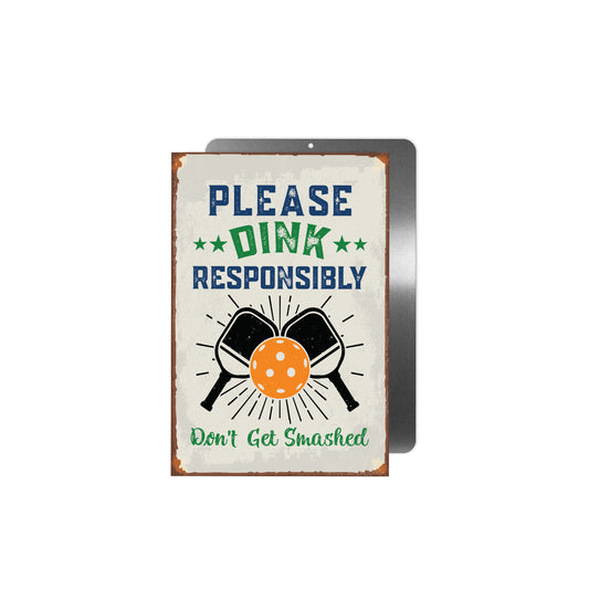 Rust Dink Responsibly Pickleball Metal Sign