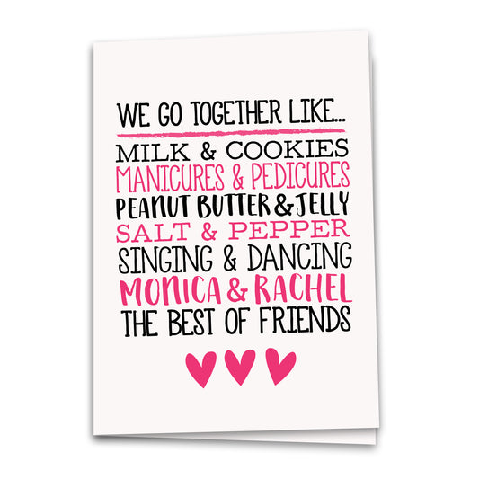 Best Of Friends Card, Friendship Greeting Card, Notecard