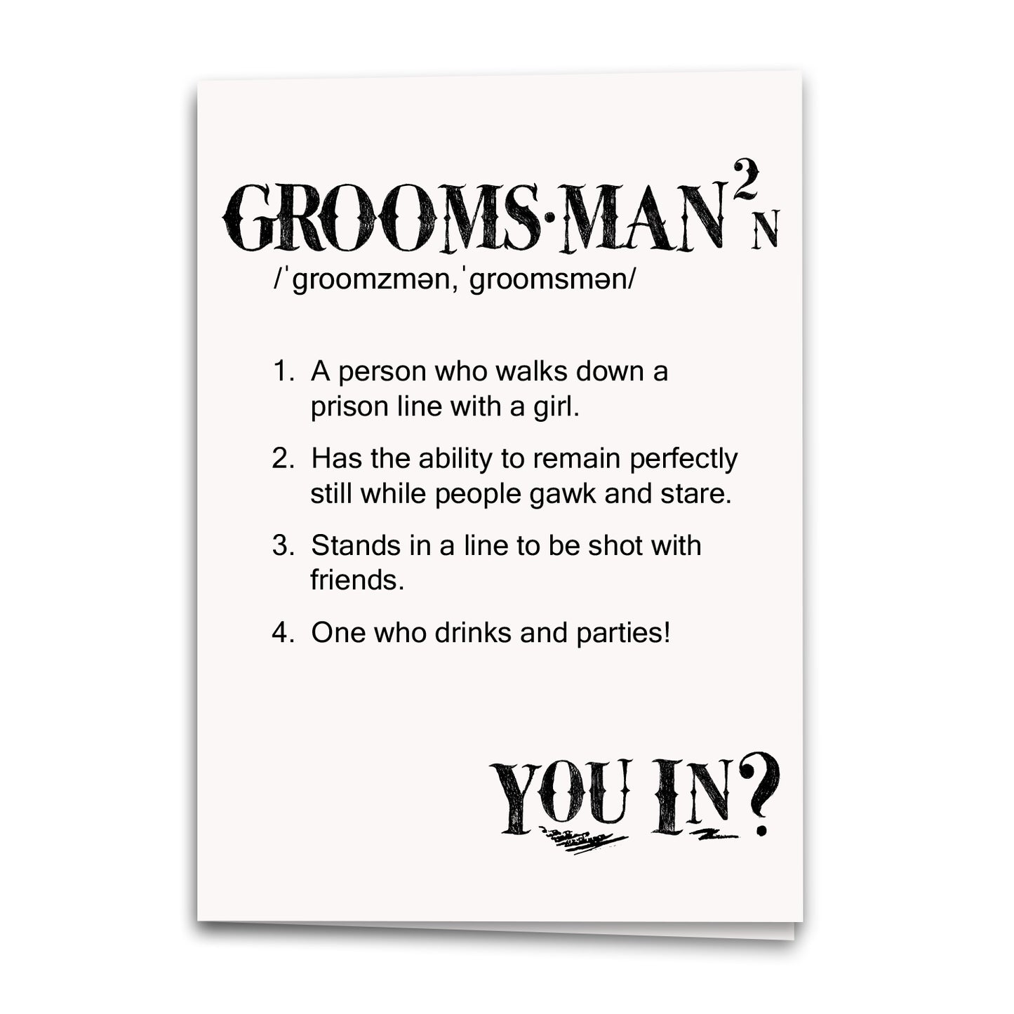 Groomsman Definition Card, Wedding Greeting Card