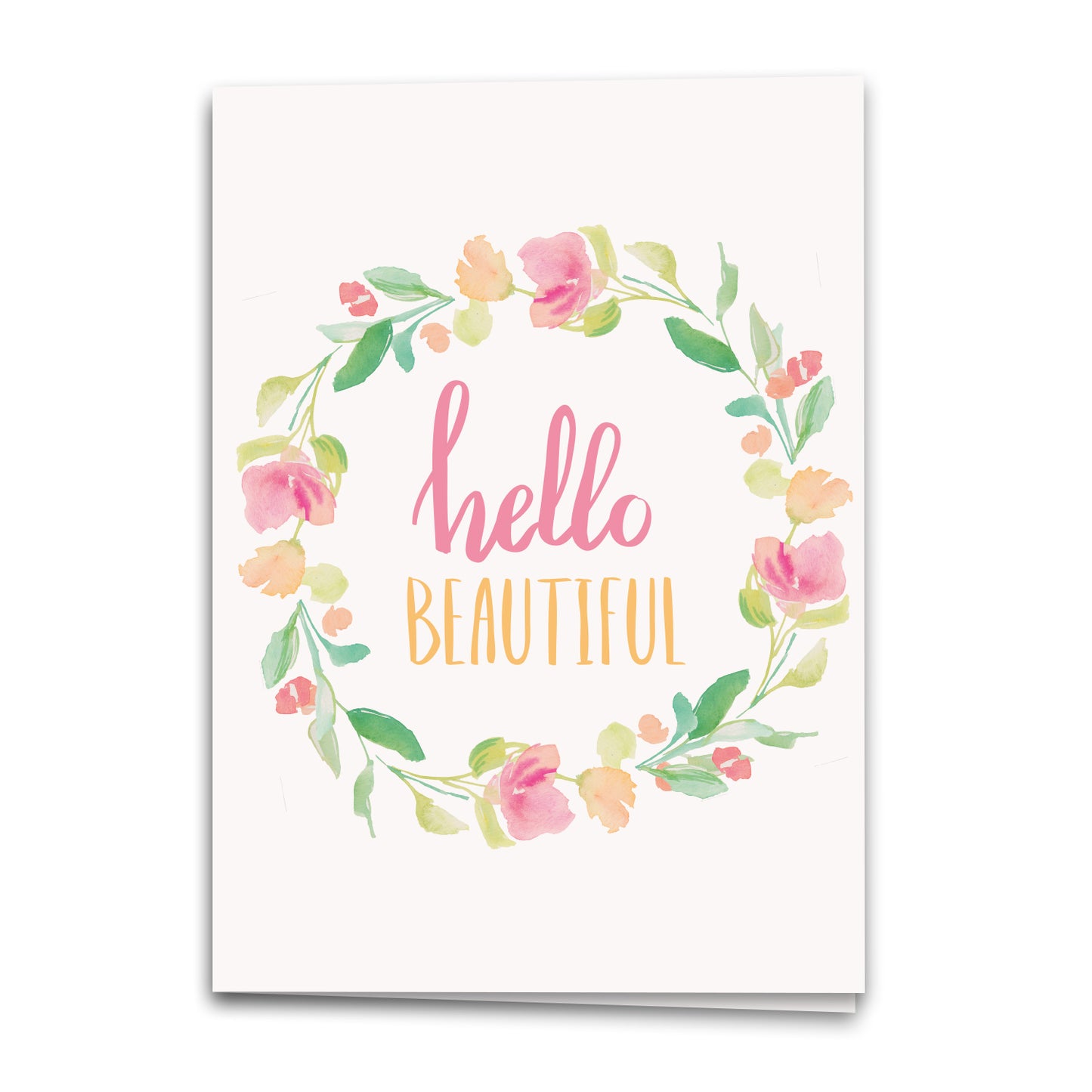 Hello Beautiful Card, Pink Floral Greeting Card, Notecard