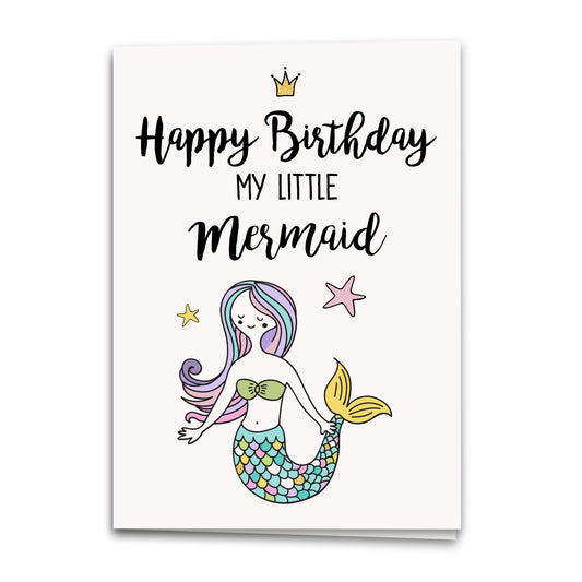 Happy Birthday Mermaid Card, Pretty Greeting Card, Notecard