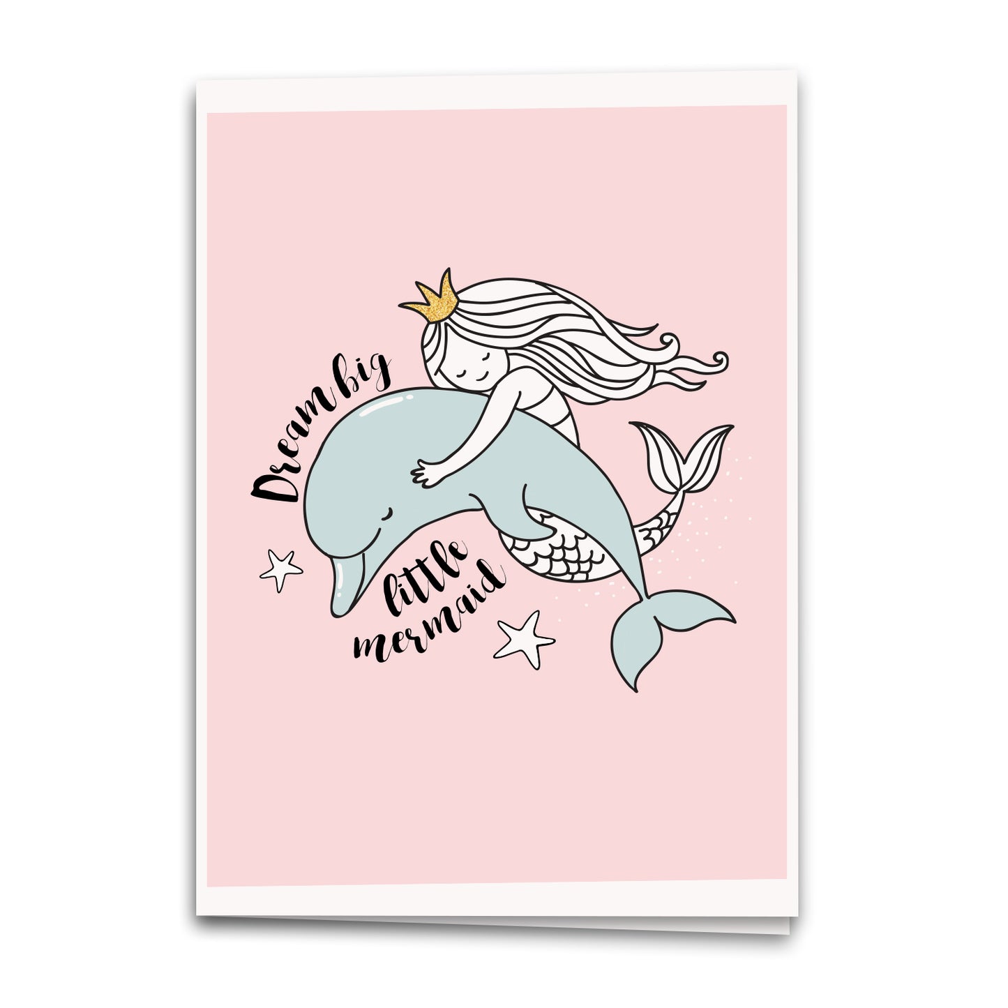 Dream Big Little Mermaid Card, Pink Greeting Card, Notecard