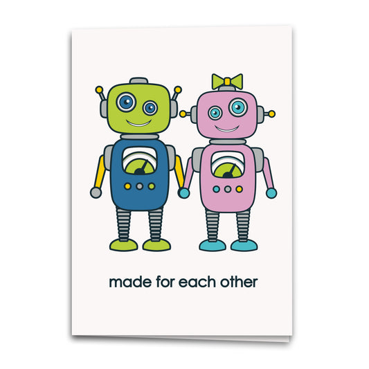 Robot Couple Card, Cute Love Greeting Card, Notecard