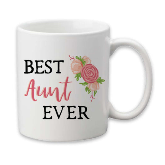 Best Aunt Ever Mug, Floral Coffee Cup, Flower Mug Gift