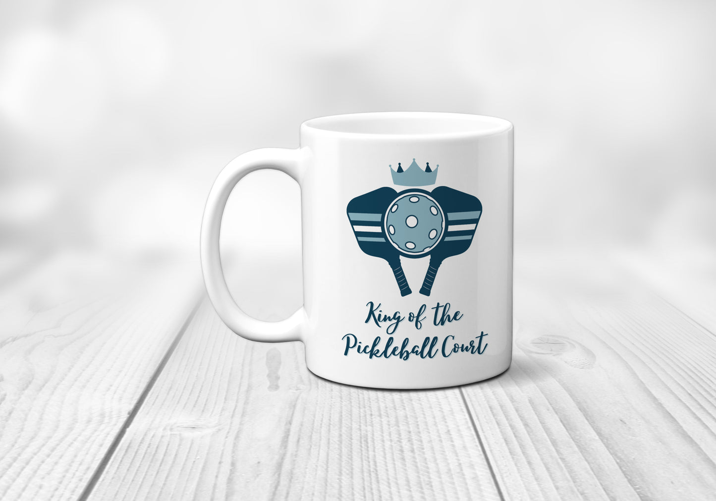 King of The Pickleball Court Blue Coffee Mug