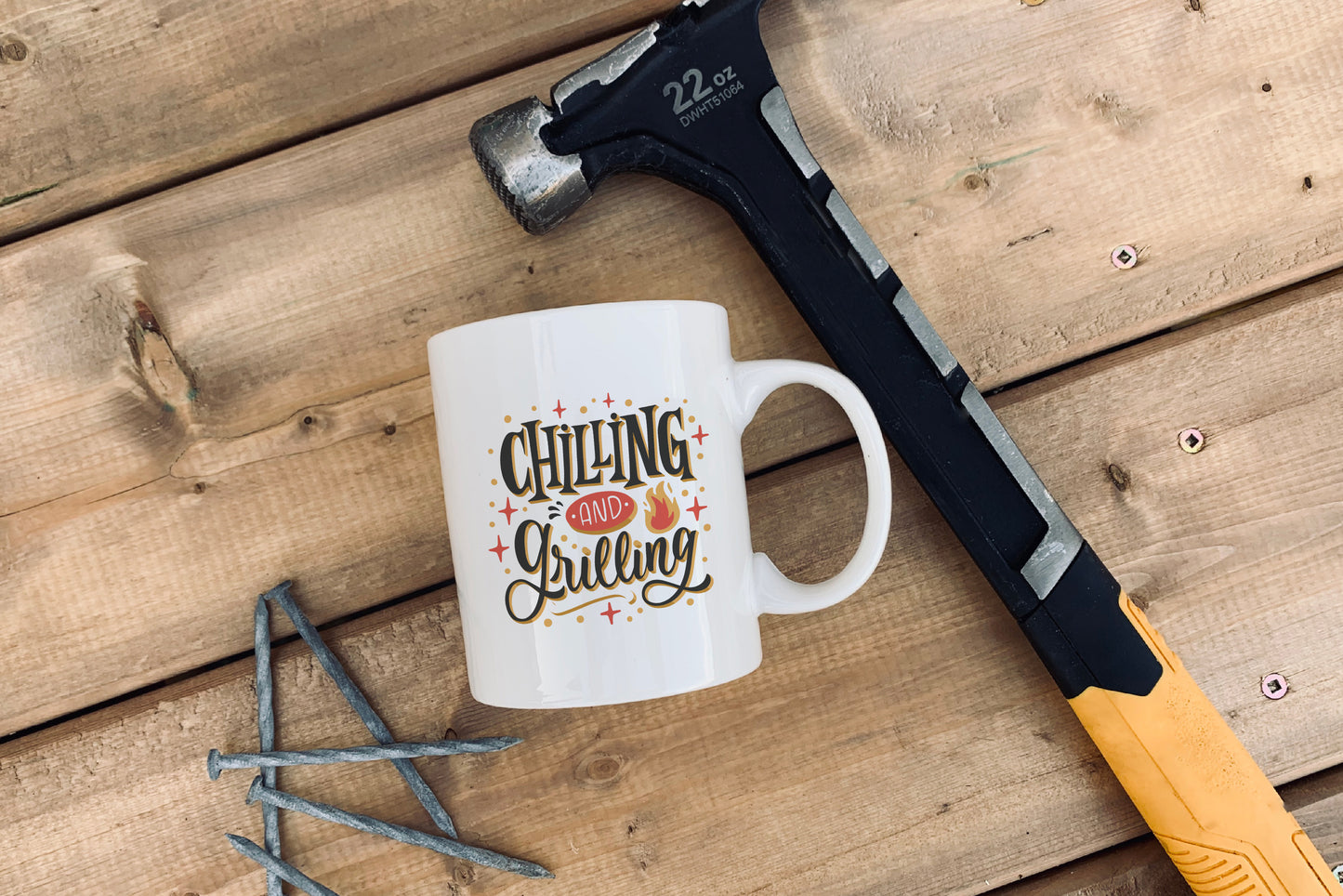 Cursive Chilling And Grilling Mug