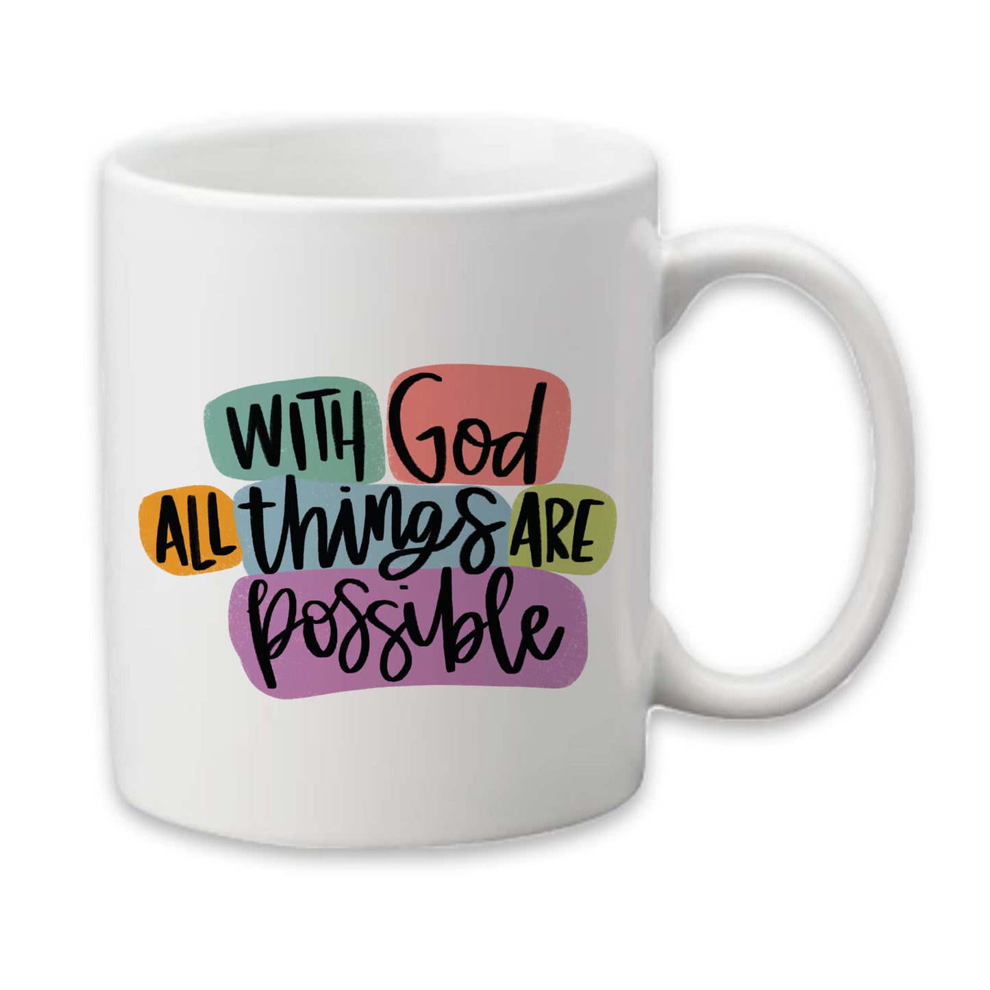 With God Coffee Mug, Religious, Bible Verse, Coffee Cup