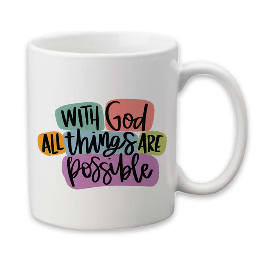 With God Coffee Mug, Religious, Bible Verse, Coffee Cup