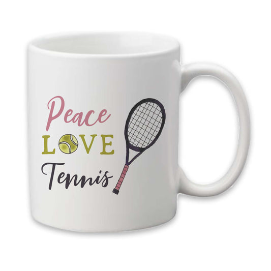 Peace Love Tennis Mug, Tennis Coffee Cup, Gifts for Her