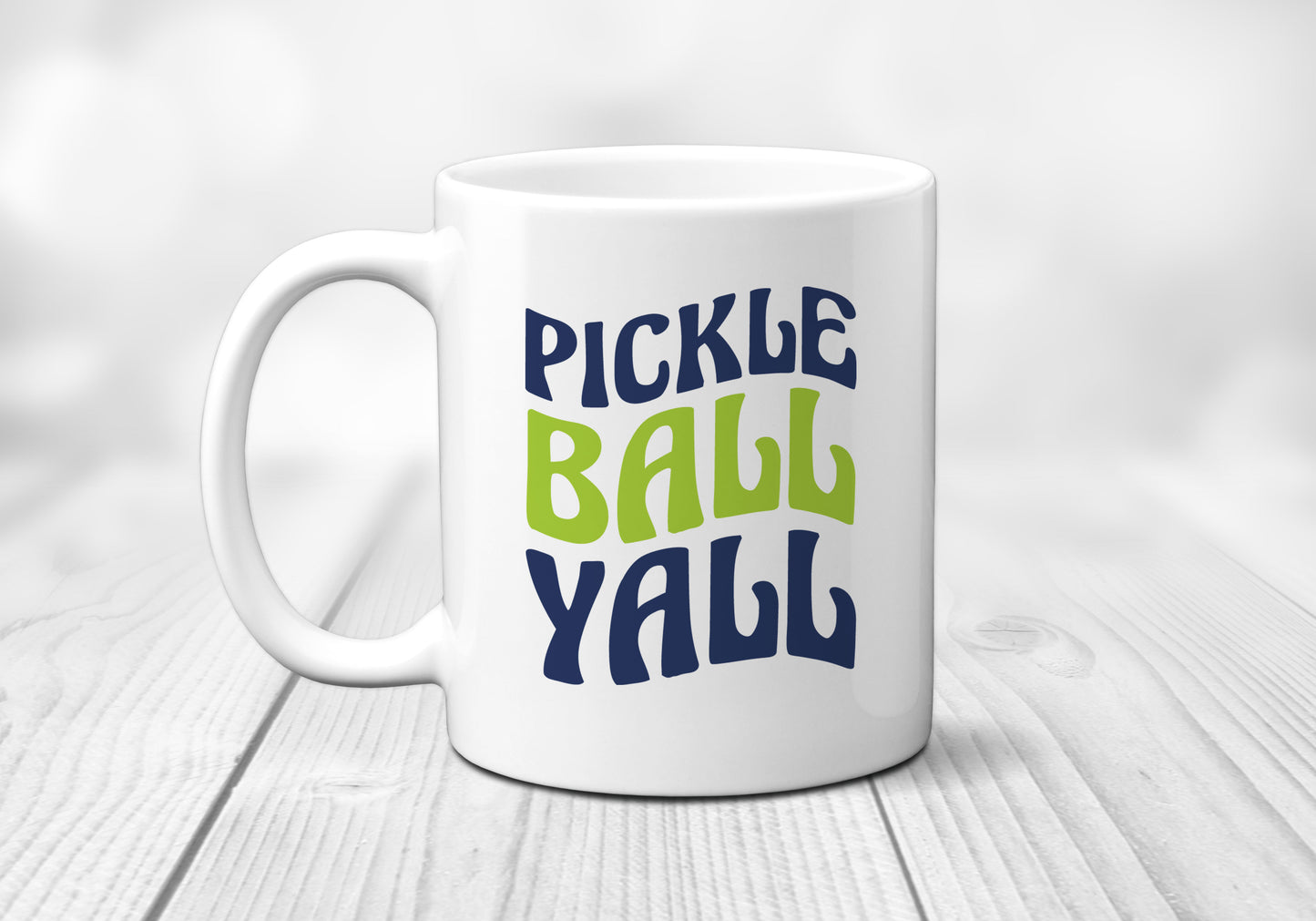 Pickleball Y'all Blue Green Coffee Mug