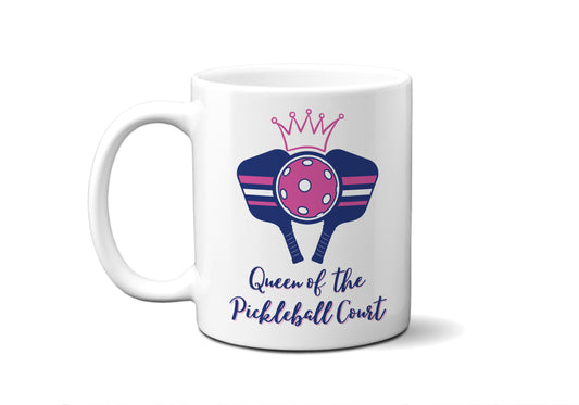 Queen of The Pickleball Court Pink Mug