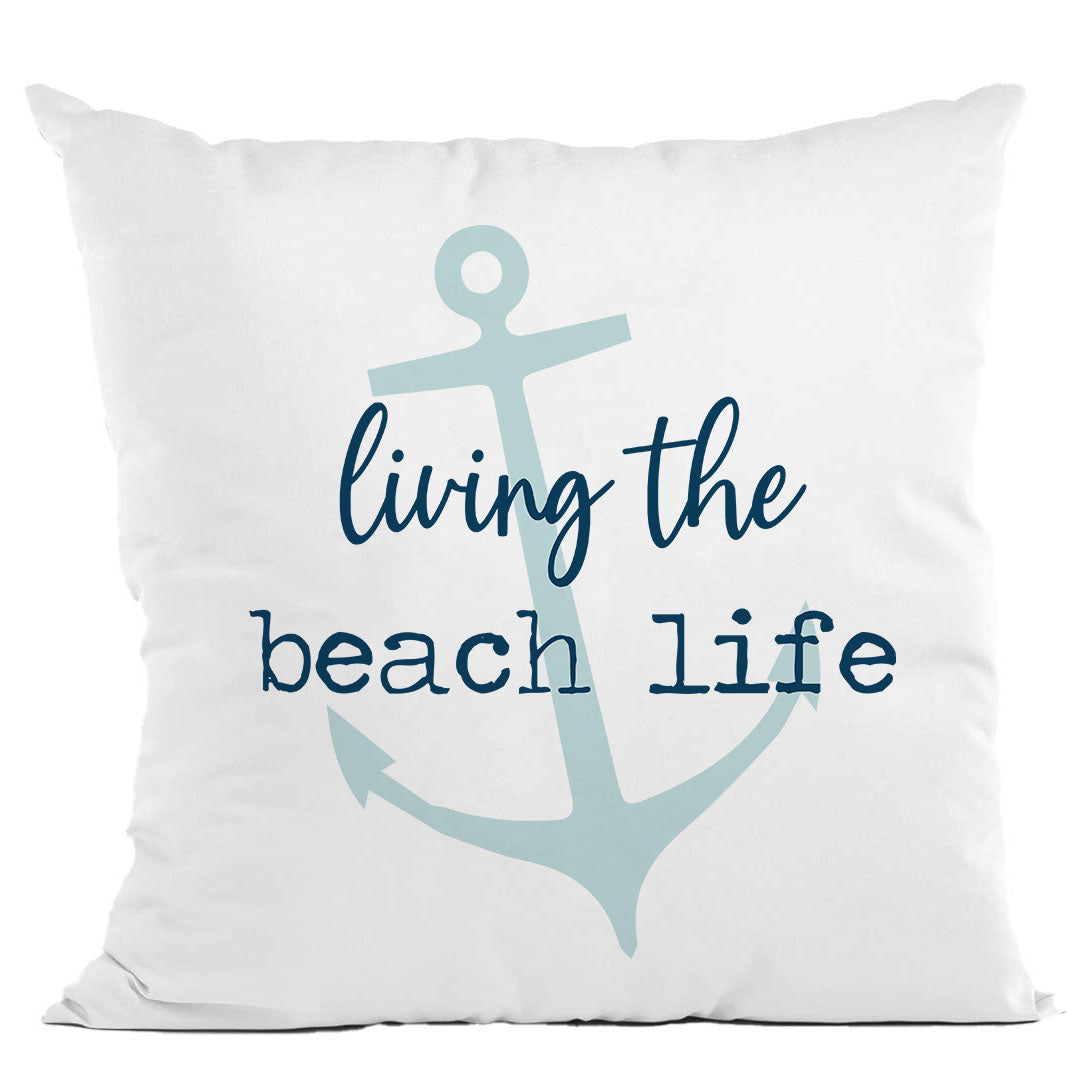 Beach Life Throw Pillow, Nautical Anchor Decor, Coastal Home