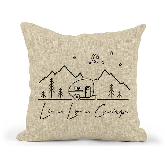 Live Love Camp Pillow, Simple RV Camping Decor, Throw Pillow