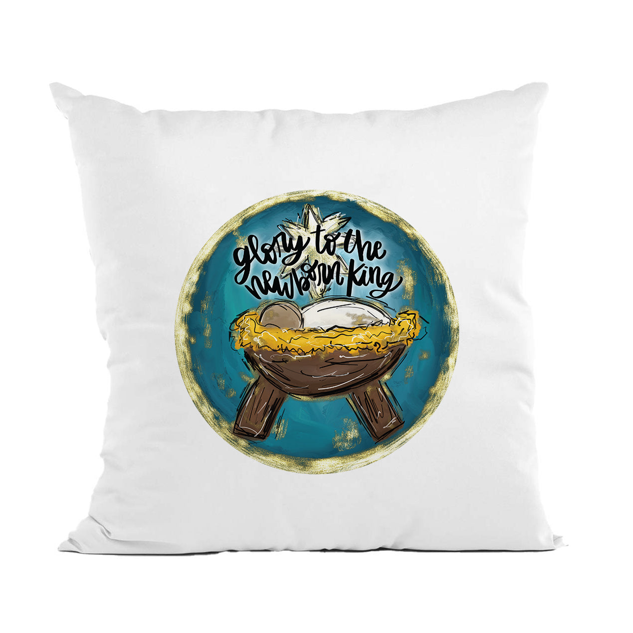 Glory Newborn King Christmas Throw Pillow, Religious Holiday Decor