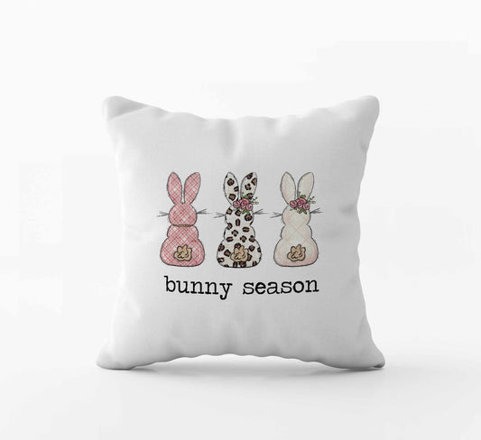 Bunny Season Trio White Pillow