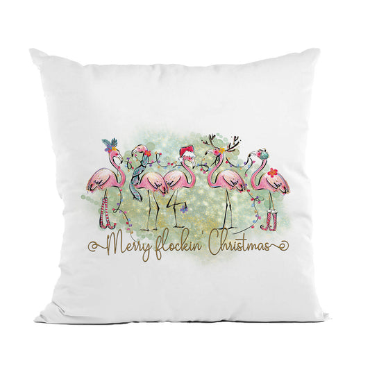 Flamingo Christmas Throw Pillow, Christmas in July Decor