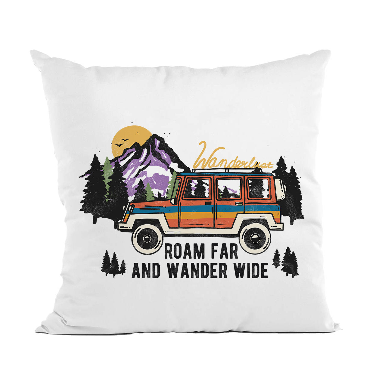 Roam Far and Wander Wide Pillow, Travel Decor