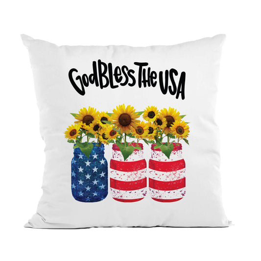 God Bless the USA Sunflower Pillow, 4th of July Decor