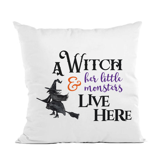 A Witch Lives Here Pillow, Halloween Throw Pillow Decoration