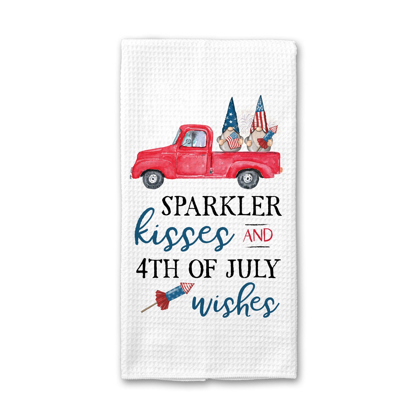 4th July Patriotic Gnome Red Truck Kitchen Towel Decor