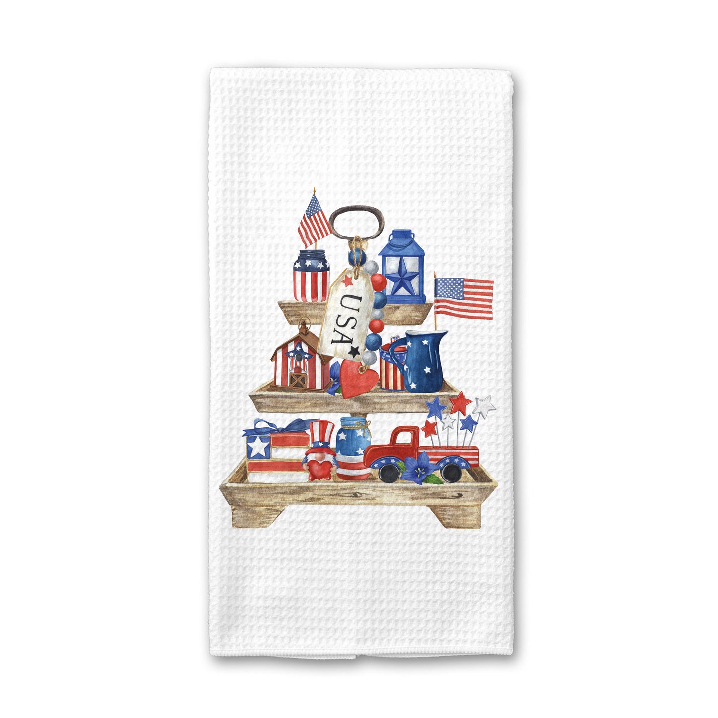 4th July Patriotic Dish Towel, Red White and Blue Decor