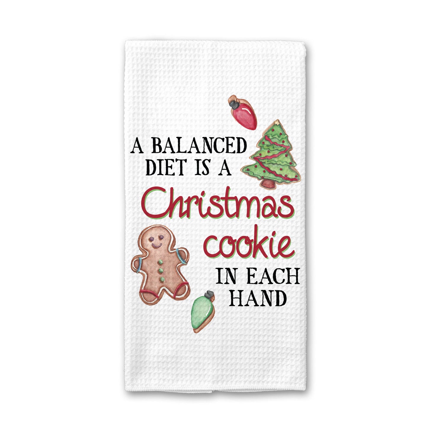 Christmas Cookie Diet Kitchen Towel, Winter Holiday Decor