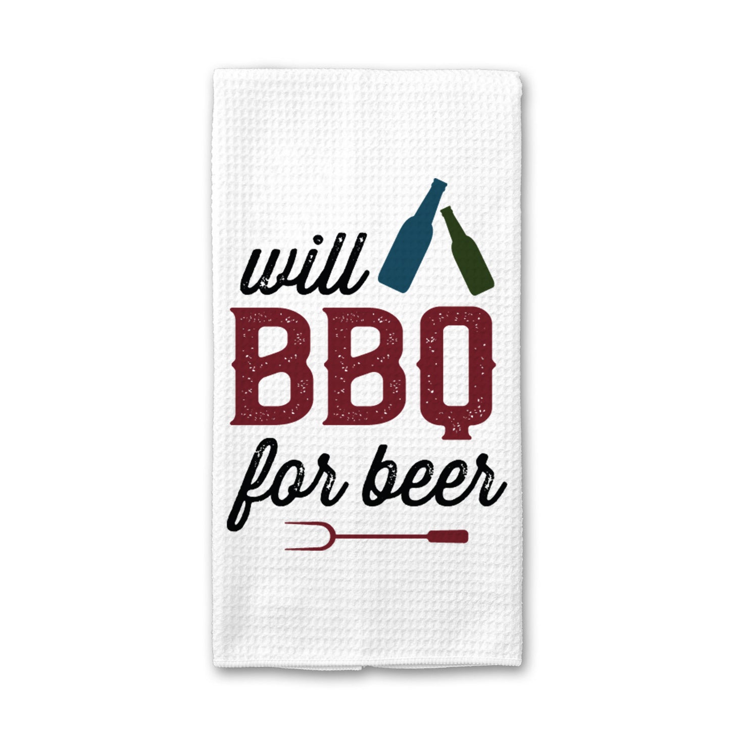 BBQ and Beer Towel, Grilling Dish Towel, Gift for Men