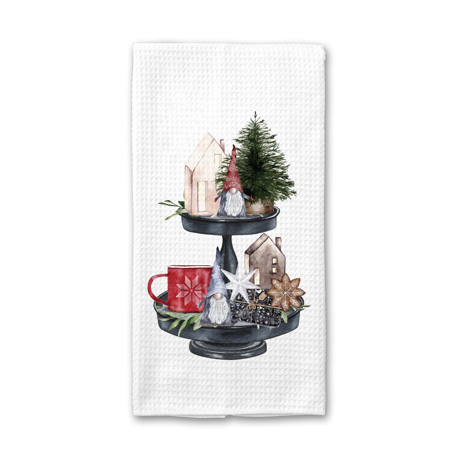 Christmas Gnome Tray Kitchen Towel, Winter Holiday Decor