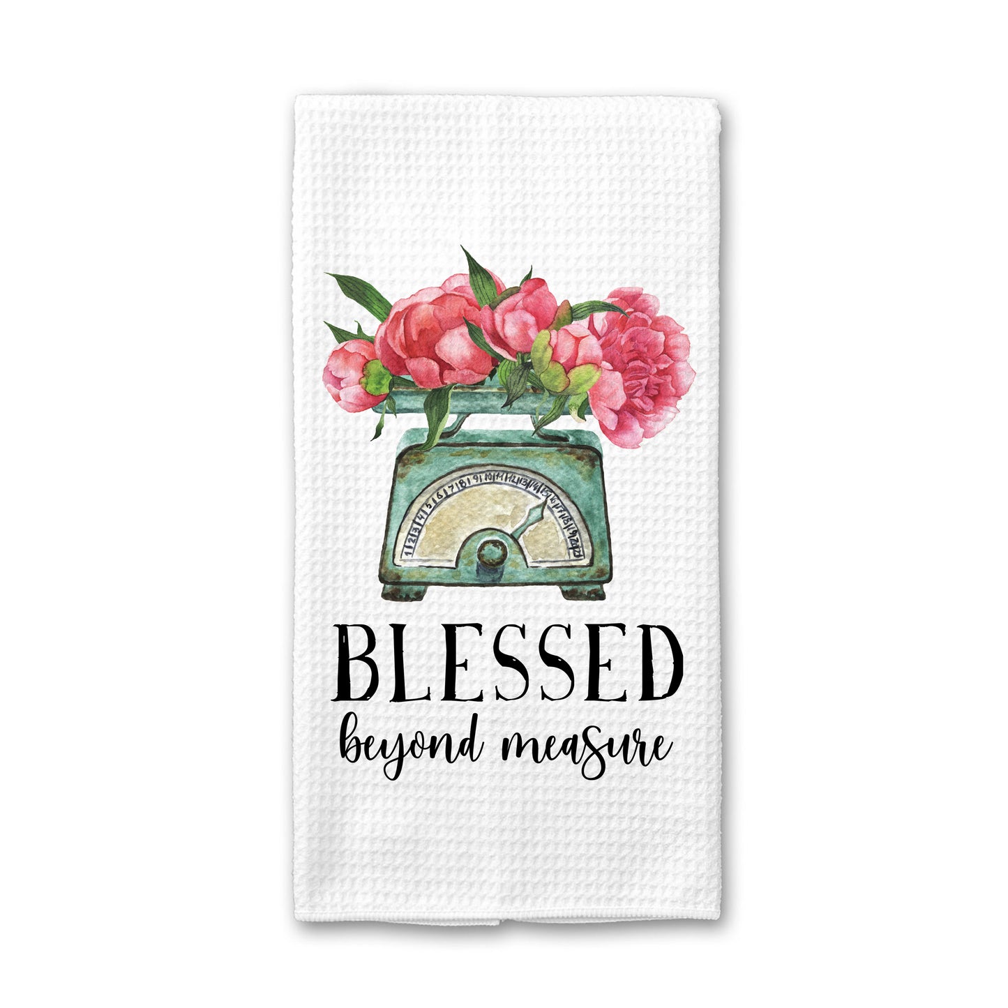 Floral Kitchen Towel, Spring Dish Towel, Tea Towel Blessed