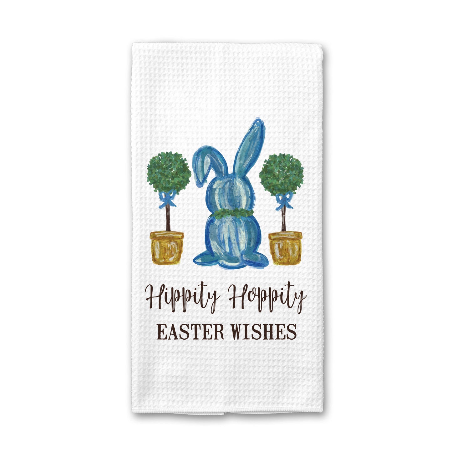 Topiary Easter Bunny Spring Kitchen Towel, Easter Decor