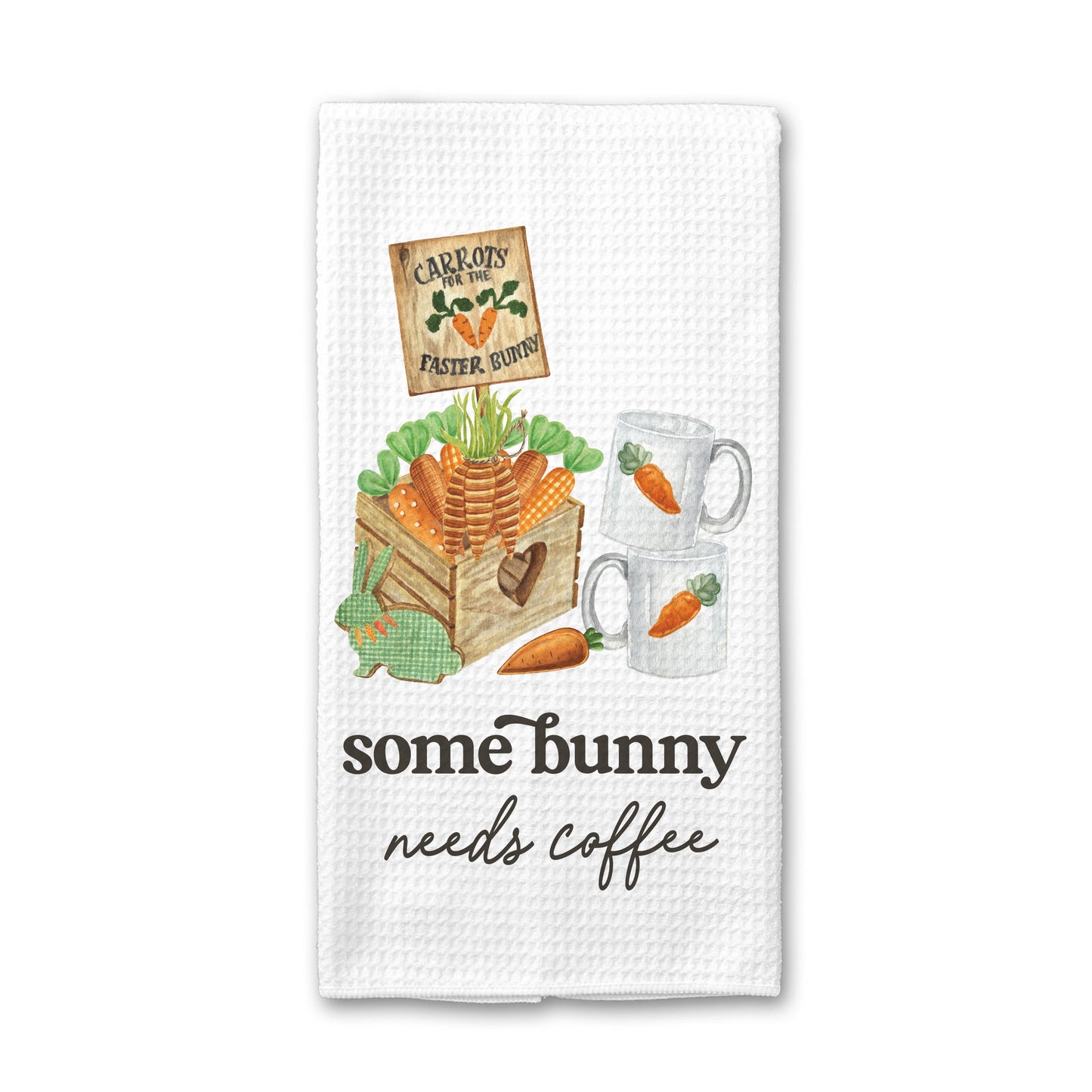 Easter Bunny Kitchen Towel, Floral Dish Towel