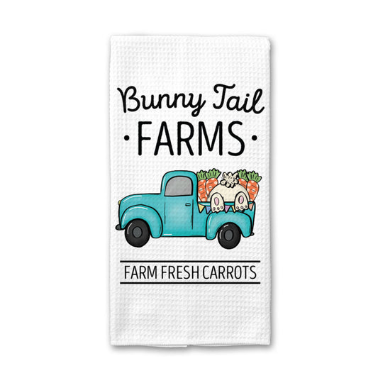 Bunny Tail Farm Towel, Easter Dish Towel, Tea Towel