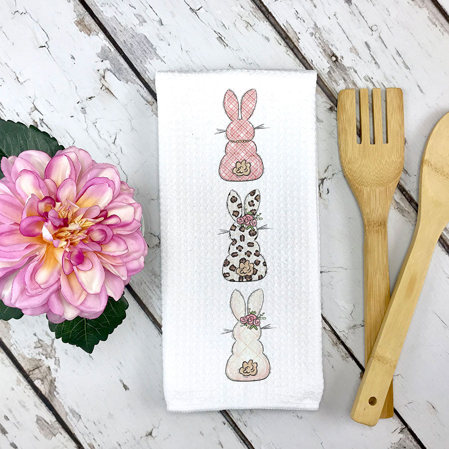 Bunny Ears Spring Kitchen Towel Easter Decor Cottontail