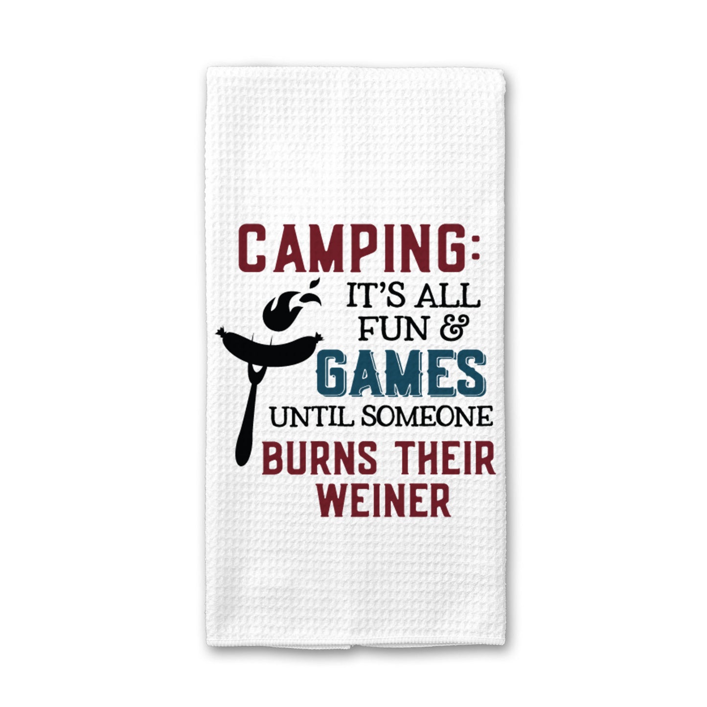 Camping Funny Kitchen Towel, Camper Dish Towel, Tea Towel