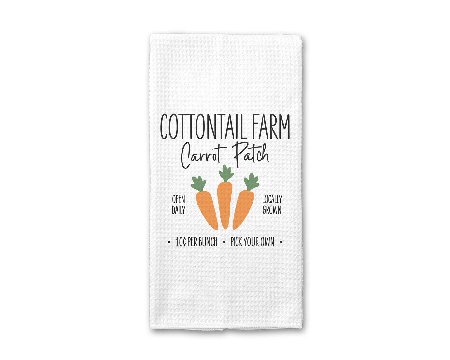 Carrot Patch Spring Kitchen Towel, Easter Rabbit Decor Cottontail